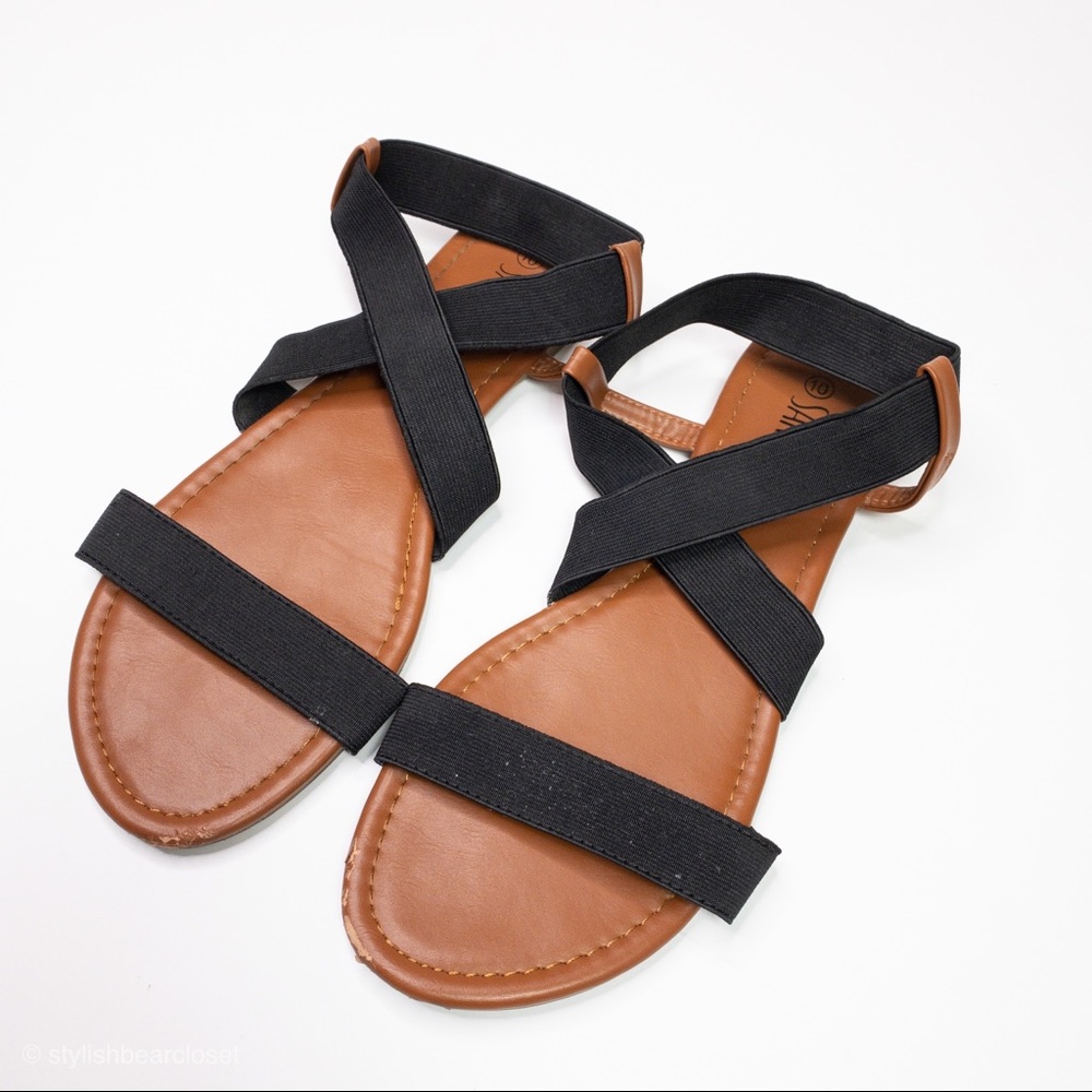 SandalUp Sandal Black Elastic With Faux Leather - Picture 1 of 5